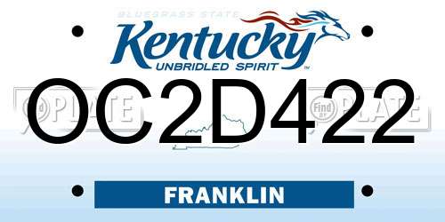 OC2D422 Kentucky License Plate
