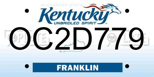 OC2D779 Kentucky License Plate