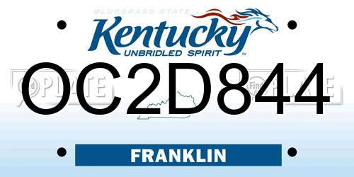OC2D844 Kentucky License Plate