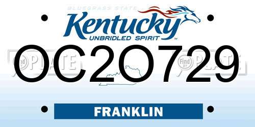 OC2O729 Kentucky License Plate
