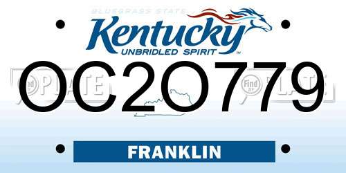 OC2O779 Kentucky License Plate