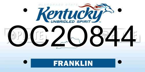 OC2O844 Kentucky License Plate