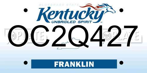 OC2Q427 Kentucky License Plate