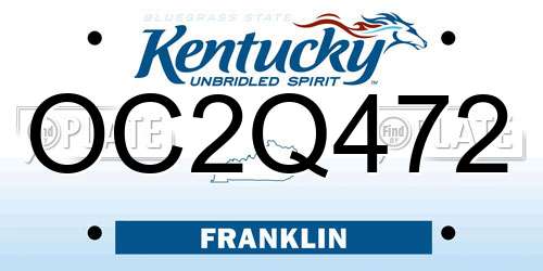 OC2Q472 Kentucky License Plate