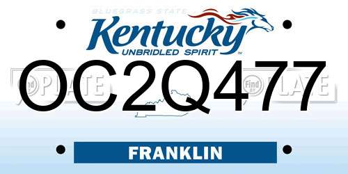 OC2Q477 Kentucky License Plate