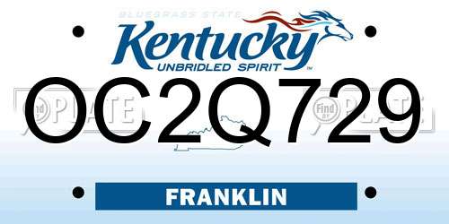 OC2Q729 Kentucky License Plate