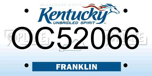 OC52066 Kentucky License Plate