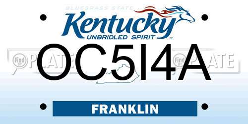 OC5I4A Kentucky License Plate