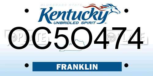 OC5O474 Kentucky License Plate
