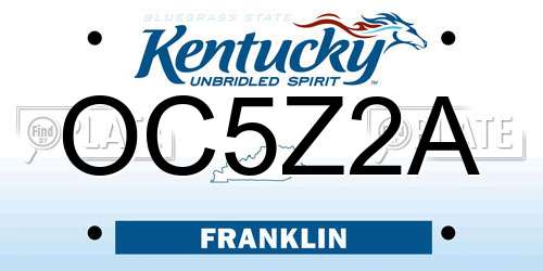 OC5Z2A Kentucky License Plate