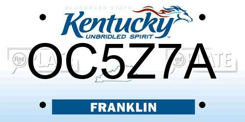 OC5Z7A Kentucky License Plate