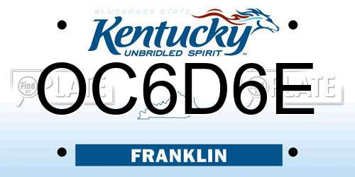 OC6D6E Kentucky License Plate