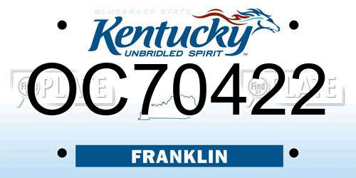 OC70422 Kentucky License Plate