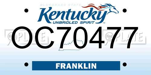 OC70477 Kentucky License Plate