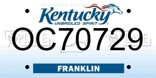 OC70729 Kentucky License Plate