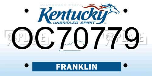 OC70779 Kentucky License Plate