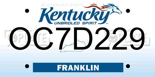 OC7D229 Kentucky License Plate