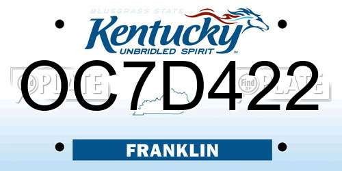OC7D422 Kentucky License Plate