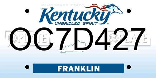 OC7D427 Kentucky License Plate