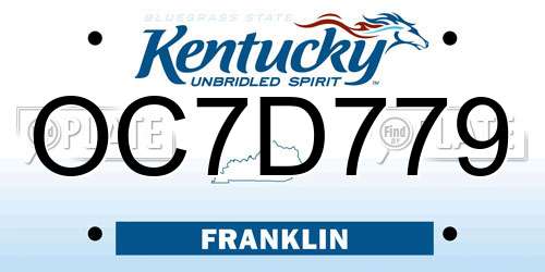 OC7D779 Kentucky License Plate