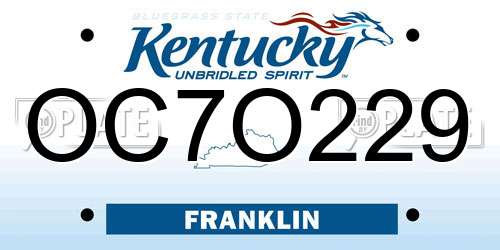 OC7O229 Kentucky License Plate