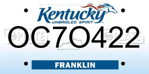 OC7O422 Kentucky License Plate