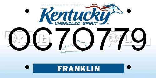 OC7O779 Kentucky License Plate