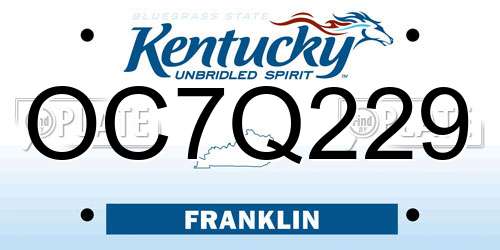 OC7Q229 Kentucky License Plate