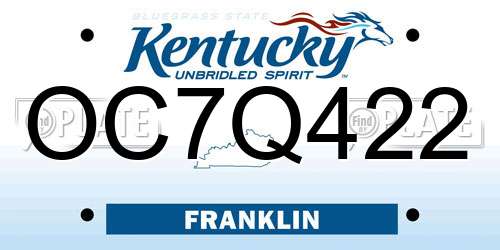 OC7Q422 Kentucky License Plate