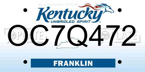 OC7Q472 Kentucky License Plate
