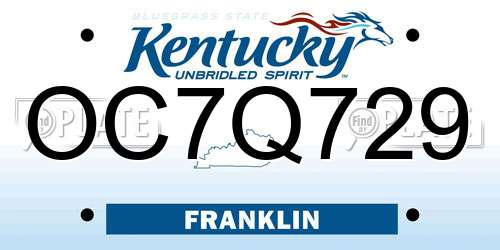 OC7Q729 Kentucky License Plate