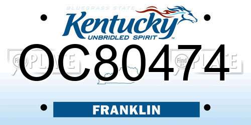 OC80474 Kentucky License Plate