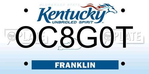 OC8G0T Kentucky License Plate