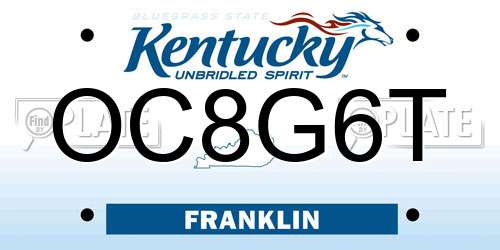 OC8G6T Kentucky License Plate