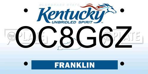 OC8G6Z Kentucky License Plate