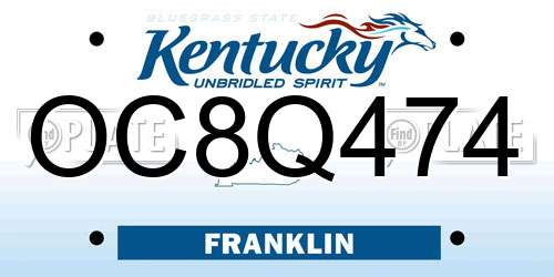 OC8Q474 Kentucky License Plate