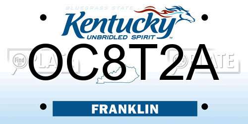 OC8T2A Kentucky License Plate