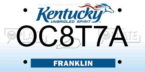 OC8T7A Kentucky License Plate