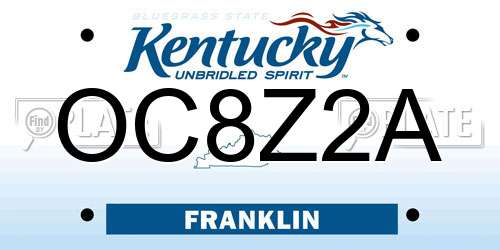 OC8Z2A Kentucky License Plate