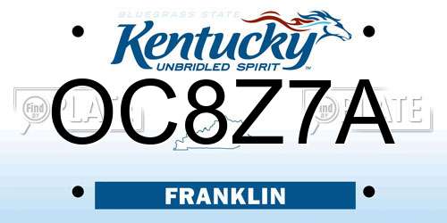 OC8Z7A Kentucky License Plate