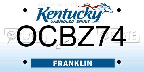 OCBZ74 Kentucky License Plate