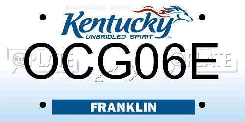 OCG06E Kentucky License Plate
