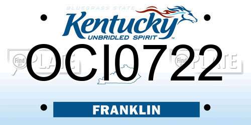 OCI0722 Kentucky License Plate