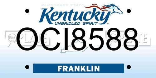 OCI8588 Kentucky License Plate