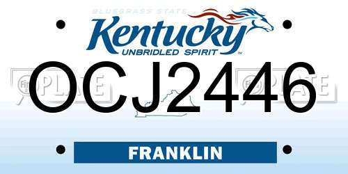 OCJ2446 Kentucky License Plate