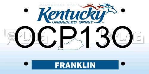 OCP13O Kentucky License Plate