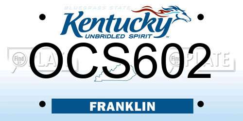OCS602 Kentucky License Plate