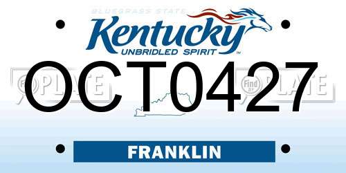 OCT0427 Kentucky License Plate
