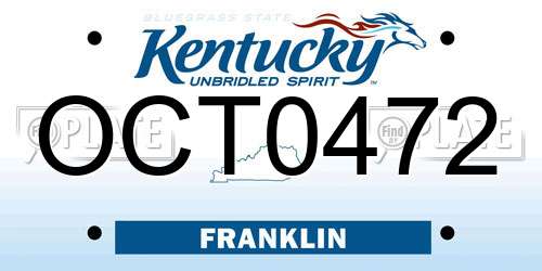 OCT0472 Kentucky License Plate