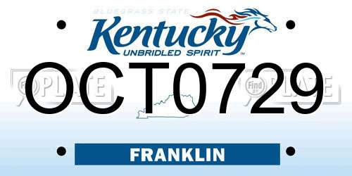 OCT0729 Kentucky License Plate